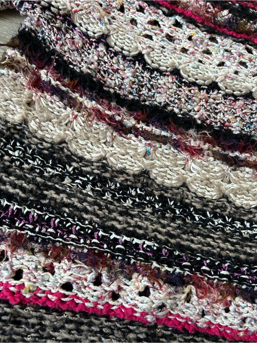 SLEEPING ON SNOW Anthropologie Mixed Media Crochet Boho Sweater Size Medium - Picture 3 of 11
